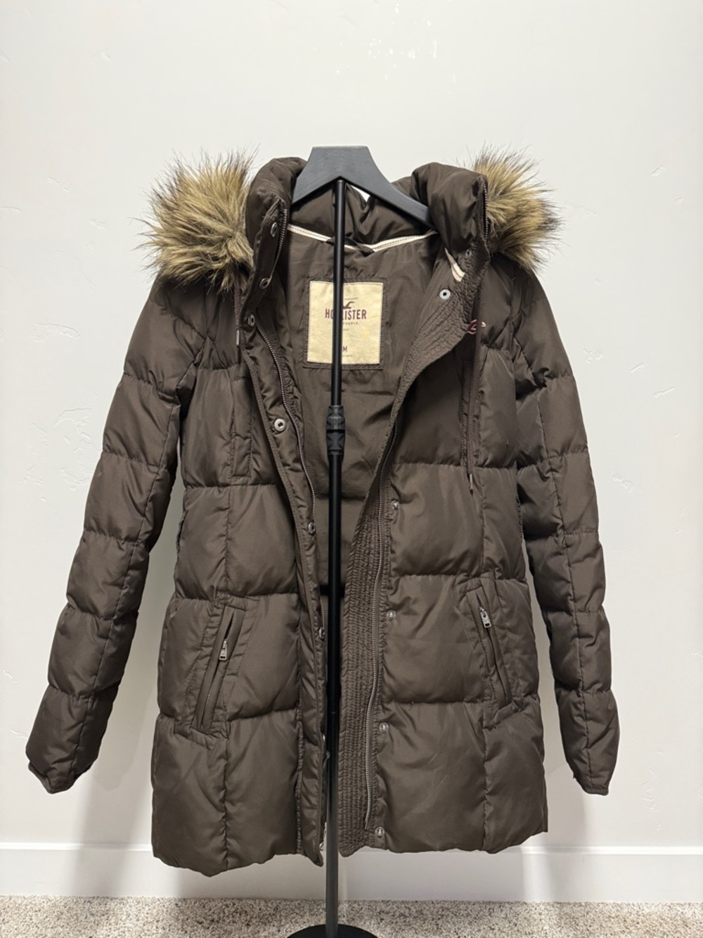 Hollister Brown Quilted Puffer Jacket